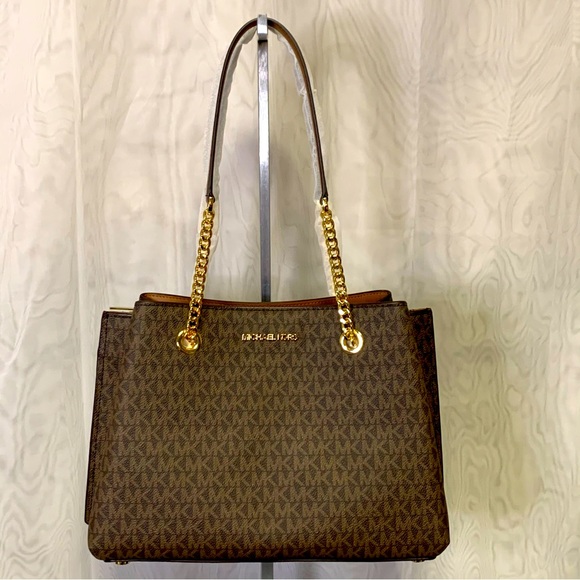 Michael Kors Bags Michael Kors Teagan Large Logo Shoulder Bag Brown